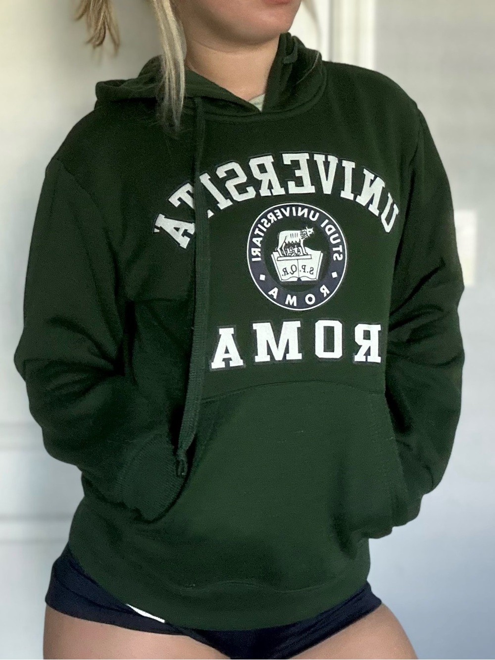 Roma Dark Green Hoodie with White Crest